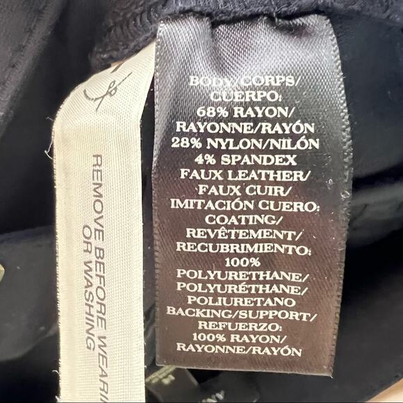 Ann Taylor midnight blue w black faux leather leggings riding pants size 14 B104 - Picture 3 of 4